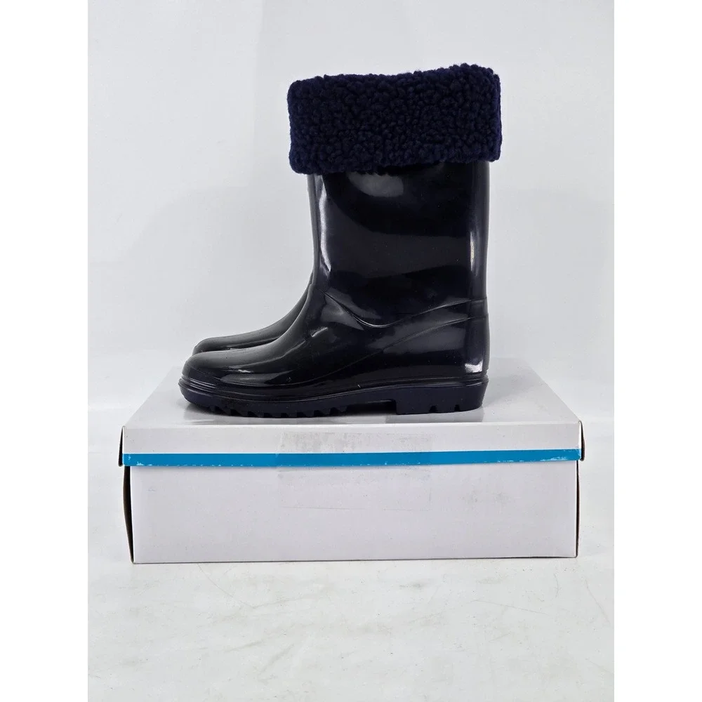 Carter's Tank Waterproof Sherpa Lined Rain Boots Toddler 12 Navy Blue NEW